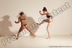 Underwear Martial art Woman - Woman White Moving poses Athletic medium brown Dynamic poses Academic